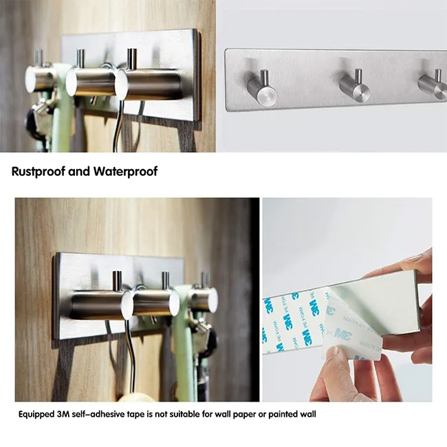 self-adhesive stainless steel hook wall mount Heavy duty hanger key towel hook Bathroom, living room, kitchen rack VL-0037