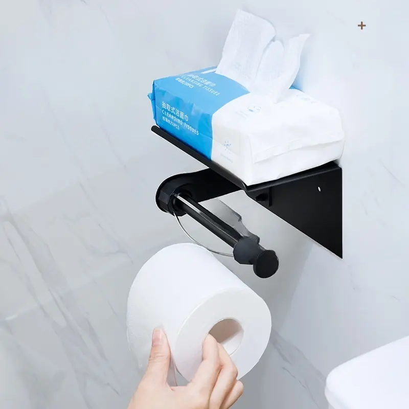 Stainless Steel Toilet Paper Holder Wall Mounted Self Adhesive Storage Rack Bathroom Paper Roll Towel Holder VL-0022