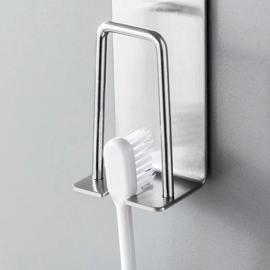 304 Stainless Steel Adhesive Wall Mounted Toothbrush Cup Holder with Minimalist Design for Bathroom VL-0038