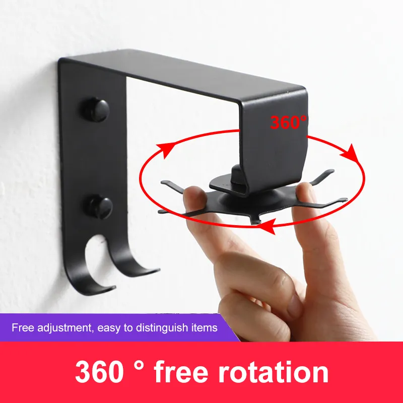 Rotating hook No-Punching Stainless Steel Multifunctional Wall Mounted Rack for Bathroom Kitchen Free Installation VL-0091