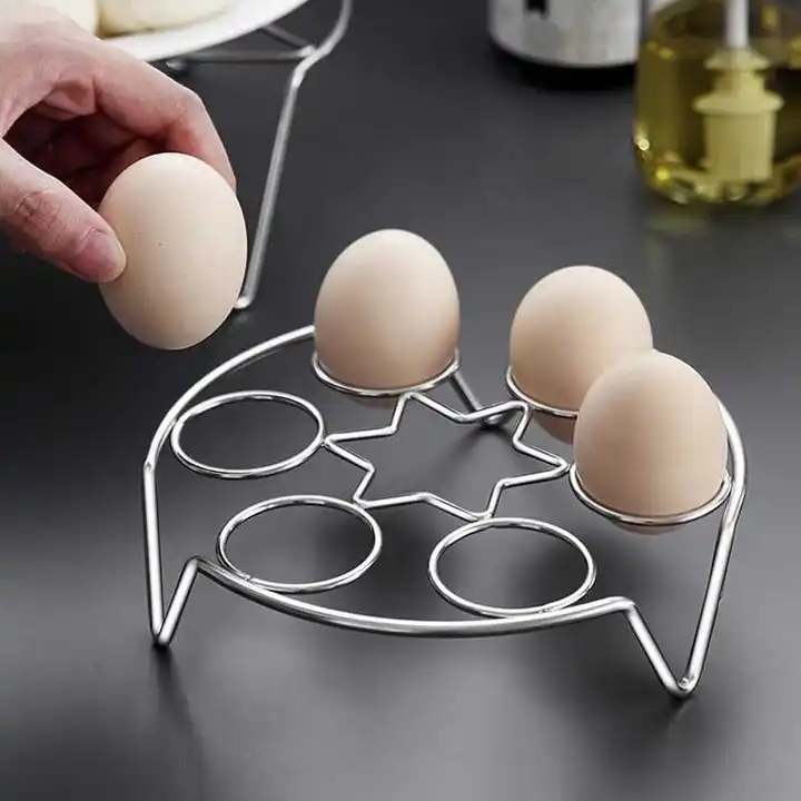 Stainless Steel Egg Poachers High-foot Water-proof Steaming Rack Boiled Egg Rack Steaming Tray Multi-functional Kitchen Tool VL-0210