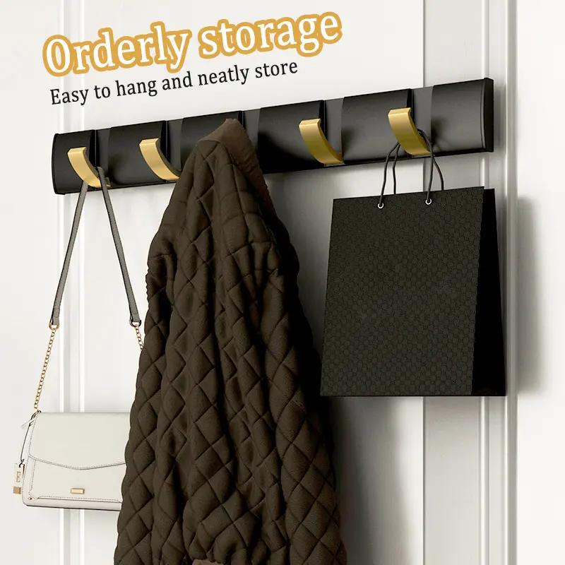 Wall Mounted Folding Rack, Modern Wall Floating Coat Hook Rack Space-Saving Coat Hanger VL-0087