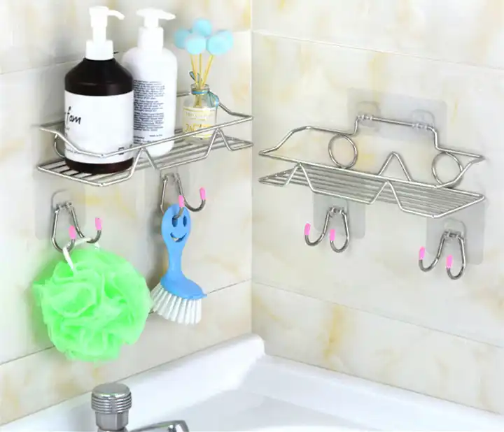 Adhesive Bathroom Shelf Bathroom Storage Organizer Rustproof Storage Basket for Shampoo Bottle VL-0202