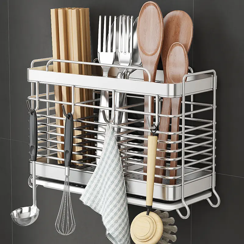 New design Dish Drying Rack Kitchen Organizer Storage with Cup Holder and Utensil Holder and Water Catching Drip Tray VL-0129