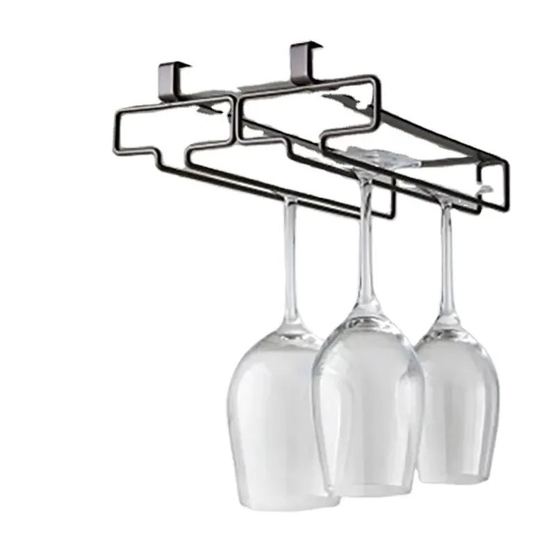 Wine Glass Rack Wall Mounted Stemware Inverted Storage Shelf Under Cabinet No-punch Organizer Rack Drain Holder Kitchen Tools VL-0130