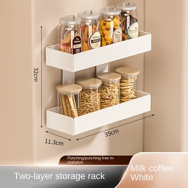 Kitchen Stainless Steel Organizers Cabinet Wall Mounted Pot Cover Storage Holder Spice Jar Rack VL-0151