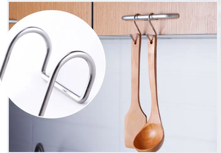 Stainless Steel Dual Double S Shaped Kitchen Cabinet Door Hanging Hooks VL-0090