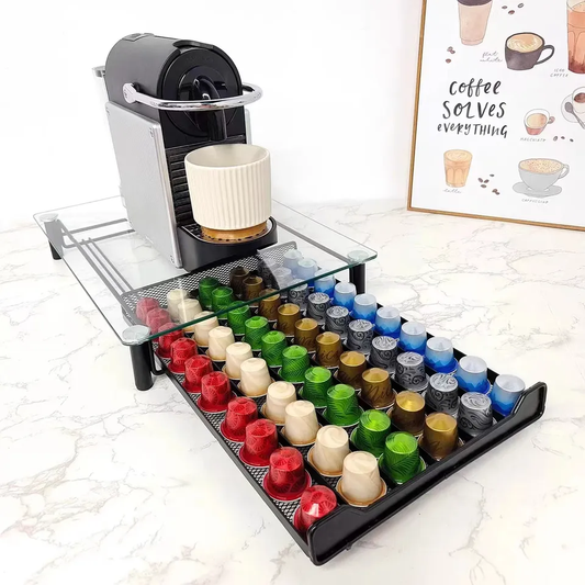 Coffee Pod Holder Storage Drawer Compatible with Nespresso Coffee Pods 60pcs Kitchen Organizer Cast Iron VL-0100