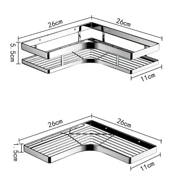 Wall Mounted Stainless Steel Adhesive Corner Shower caddy for Bathroom Storage VL-0204