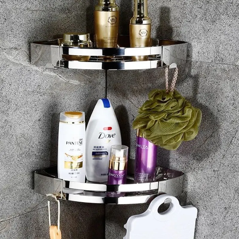 Bathroom Stainless Steel Corner Frame Triangular Shape Waterproof Corner Shower Caddy VL-0053