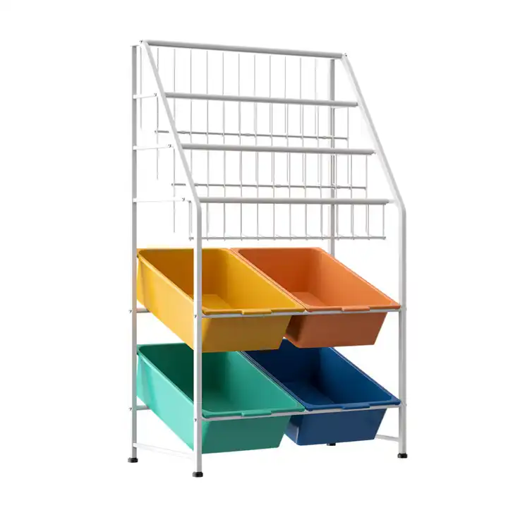 Multifunctional Kids' Cabinets Carbon Steel Children Storage Holders & Racks for Living Room Bedroom Include Colorful Boxes VL-0244