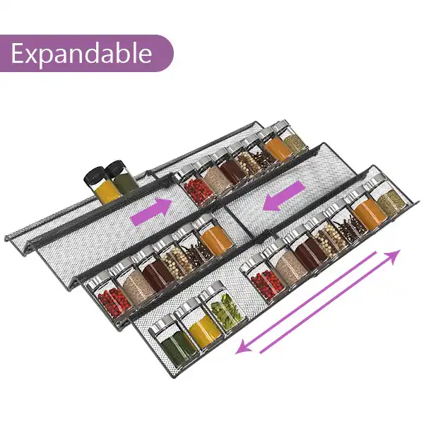 kitchen 4 Tier Adjustable expandable drawer insert spice rack organizer for drawer VL-0436