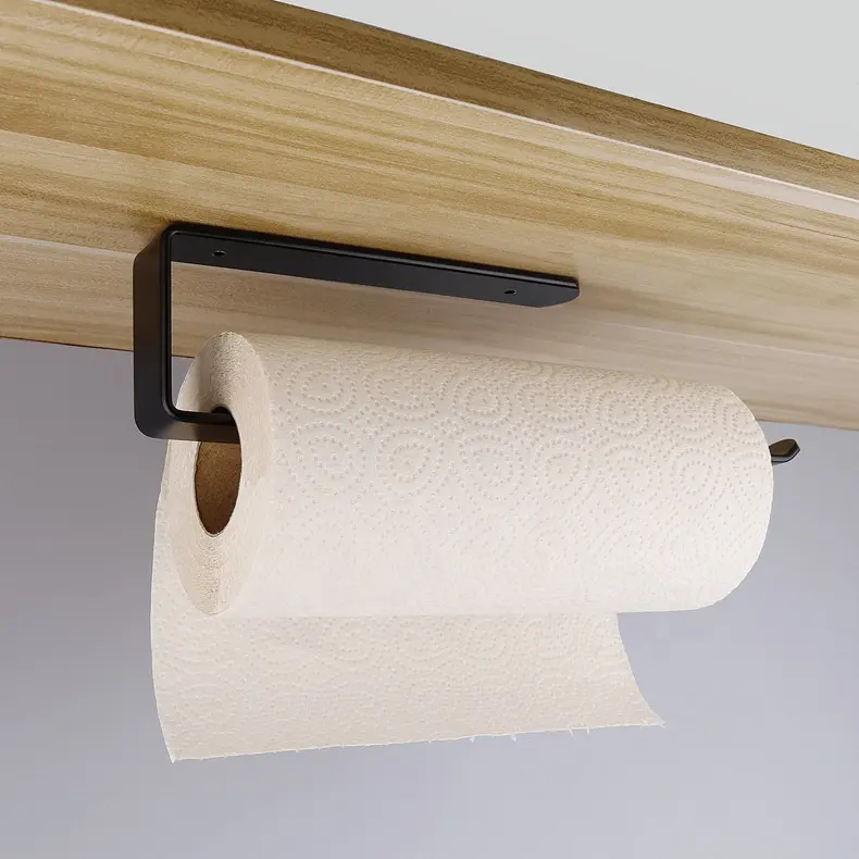 Toilet Paper Holder, Self Adhesive Tissue Holder Stainless Steel Rustproof Paper Roll Holder, No Drilling Easy to Install, Toilet Paper Rack Suitable for Kitchen VL-0045