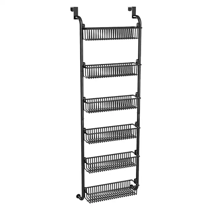 Over the Door Multi-layer Hanging Basket Shelf Wire Organizer Storage Rack Wire Display Rack With Five Baskets VL-0307