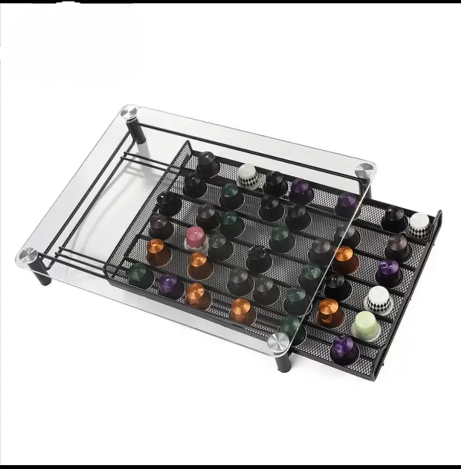 Coffee Pod Holder Storage Drawer Compatible with Nespresso Coffee Pods 60pcs Kitchen Organizer Cast Iron VL-0100