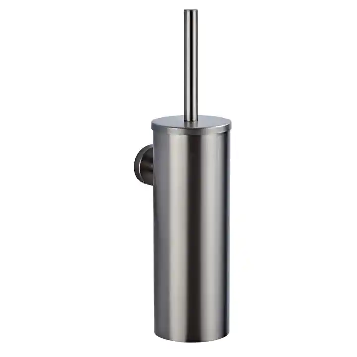 High quality round 304 stainless steel brushed nickel wall mounted metal toilet brush holder full set bathroom accessories VL-0047