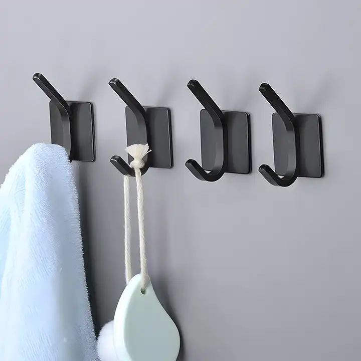 Heavy Duty Black Bathroom Wall Mount Robe Clothes Hook Stainless Steel Coat Hooks for Hanging Coat Hat Towels VL-0026