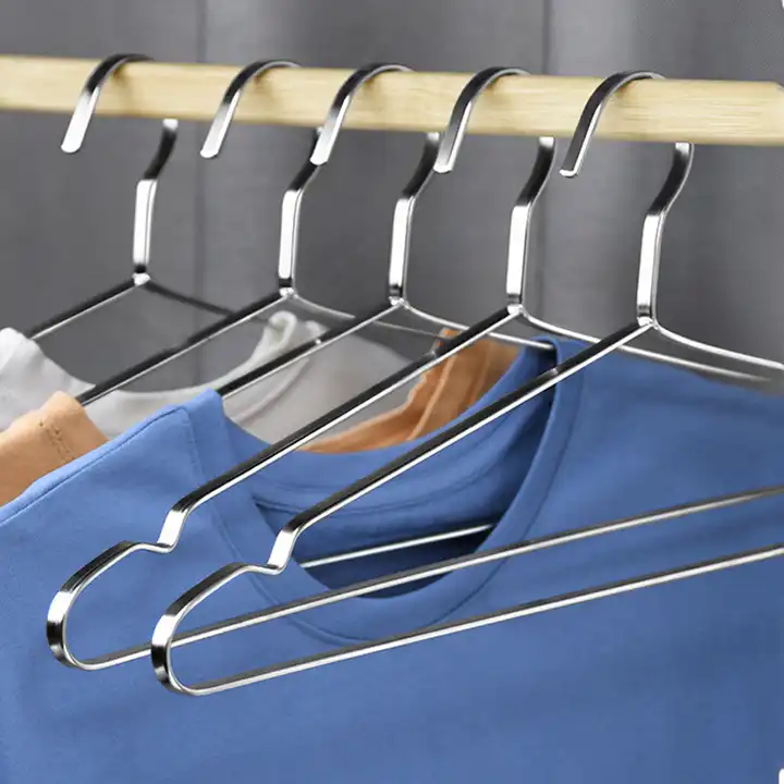 Stainless Steel Metal Hangers For Cloths Household Clothes Hanger Coat Suit Shirt Hanger With Antislip Notch VL-0187