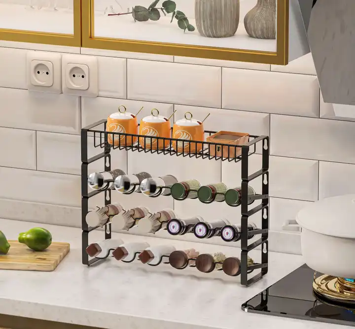 Factory Audit Cabinet Seasoning Storage Baskets 4 Layers Storage Racks Removable Countertop Spice Racks VL-0429