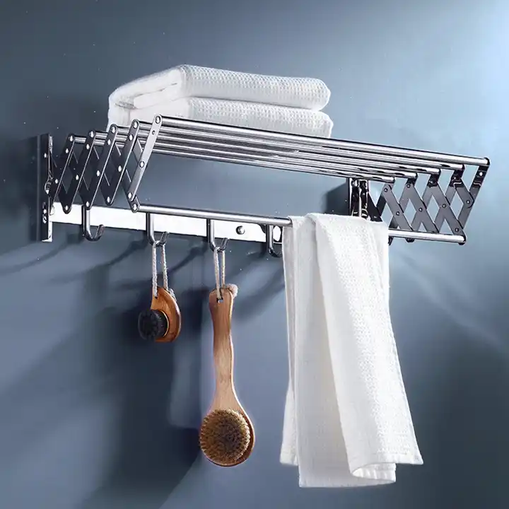 Stainless steel towel rack scalable balcony flexible folding clothes scalable toilet bathroom towel storage rack VL-0200