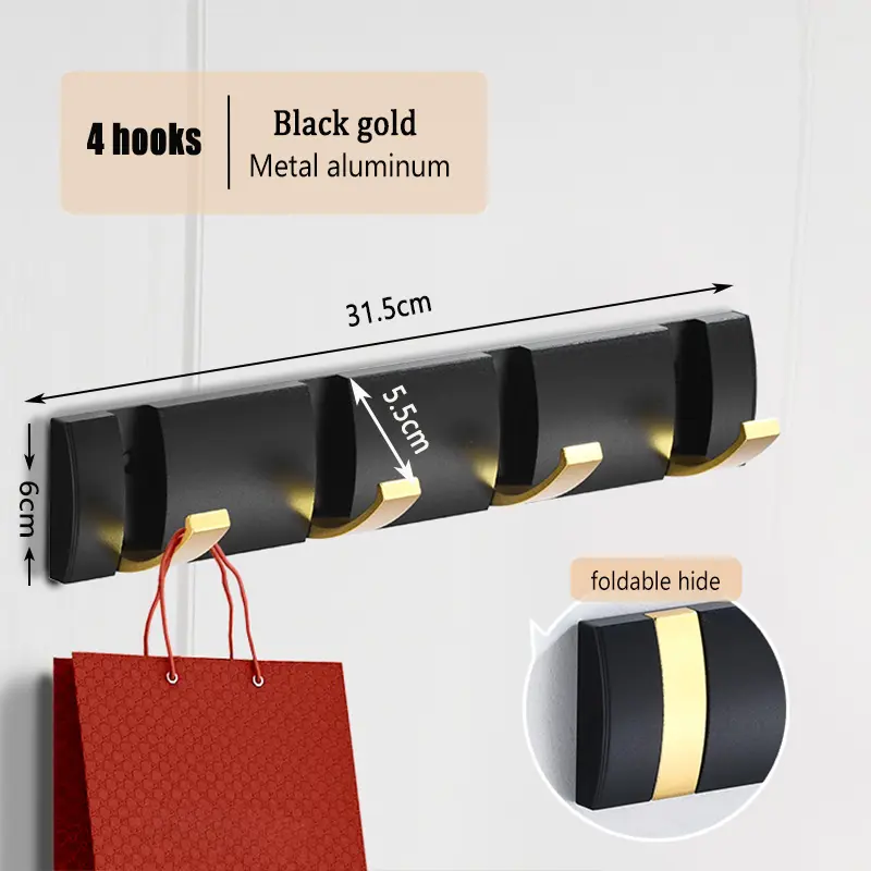 Wall Mounted Folding Rack, Modern Wall Floating Coat Hook Rack Space-Saving Coat Hanger VL-0087