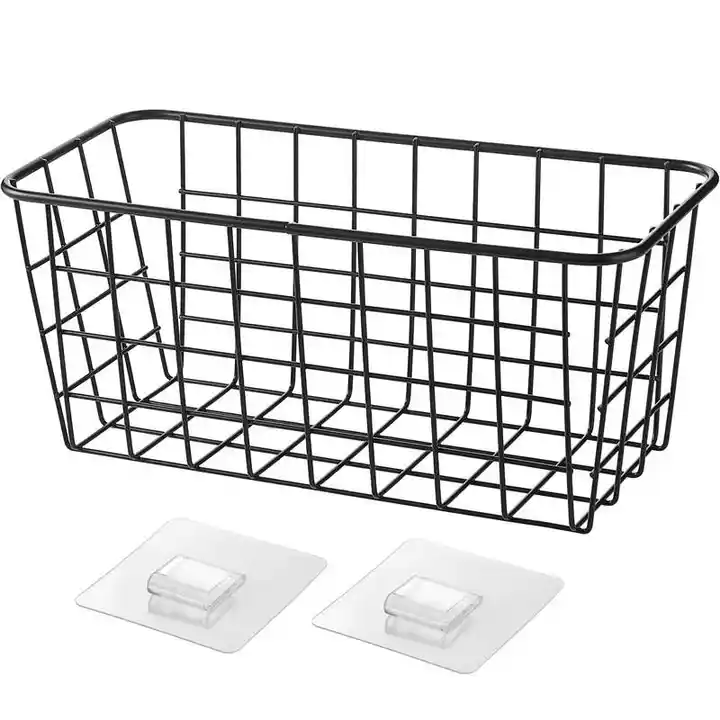 Hangable Iron Storage Basket Kitchen Cabinet Door Back Hanging Basket Spice Bottle Storage Rack Bathroom Cabinet Shelves VL-0295