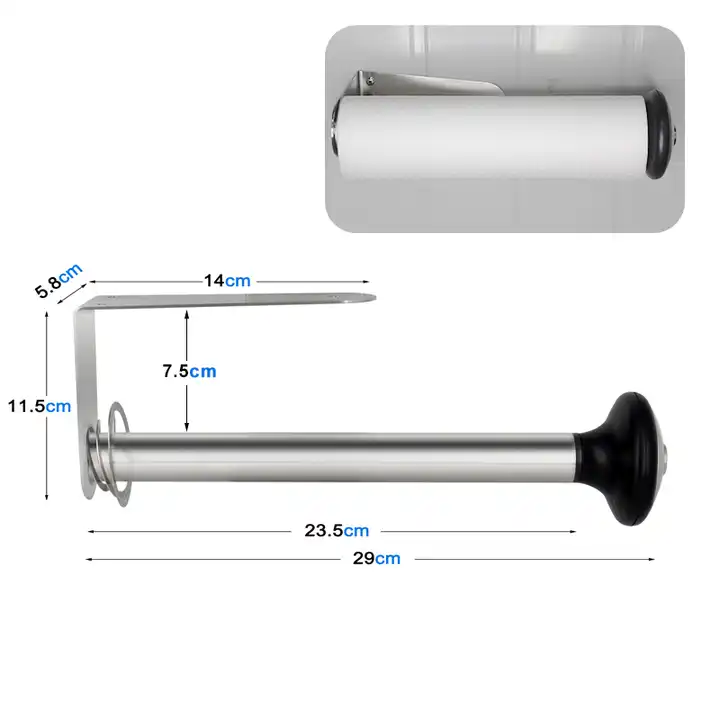 Stretch Available hanging Wall Mount Adhesive Stainless Steel Under Cabinet Paper Towels Holder VL-0182