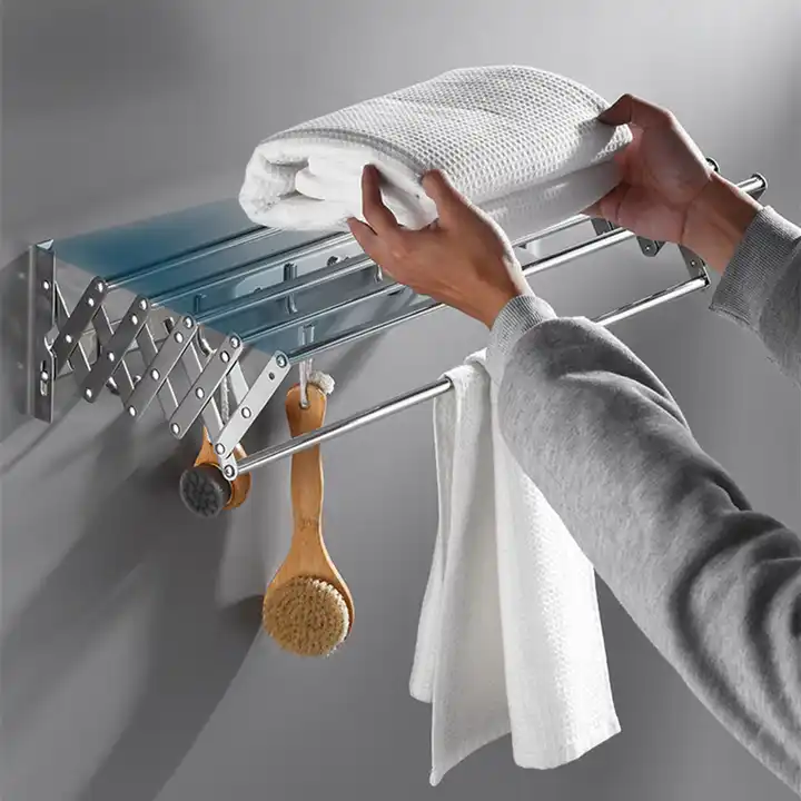 Stainless steel towel rack scalable balcony flexible folding clothes scalable toilet bathroom towel storage rack VL-0200