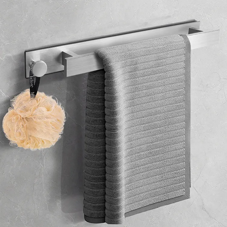 Self Adhesive Towel Rail Bars organizer Hand towel Storage No Drilling Stainless Steel Towel Holder with Hook VL-0056