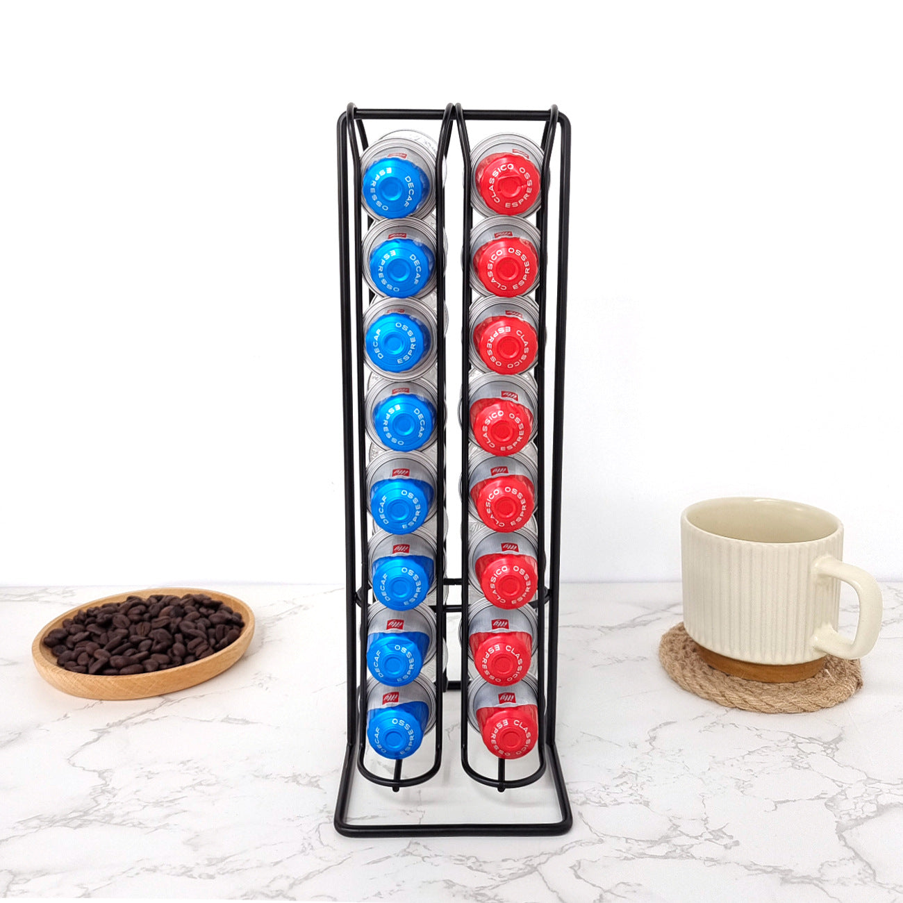 Metal Nespresso Coffee Capsule Rack Holder Coffee Capsule Storage Organizer, Holds 28 Capsule for Coffee Pod Display VL-0115