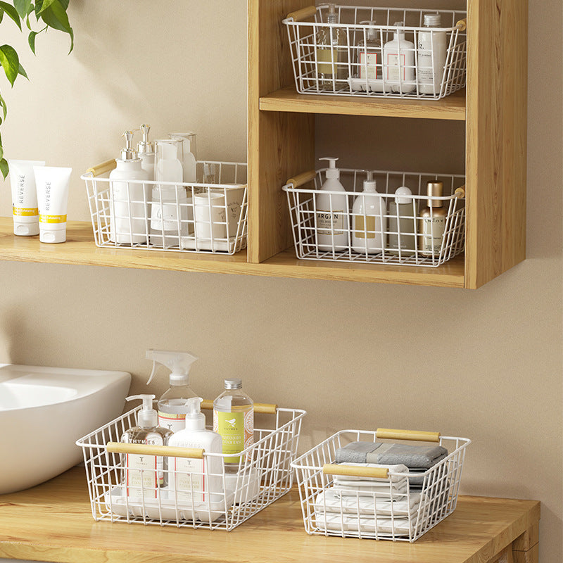 Nordic Style BPA-free Kitchen Wire Spice Basket Office Living Room Coffee Table Snack Basket Bathroom Clothes Storage Basket VL-0298