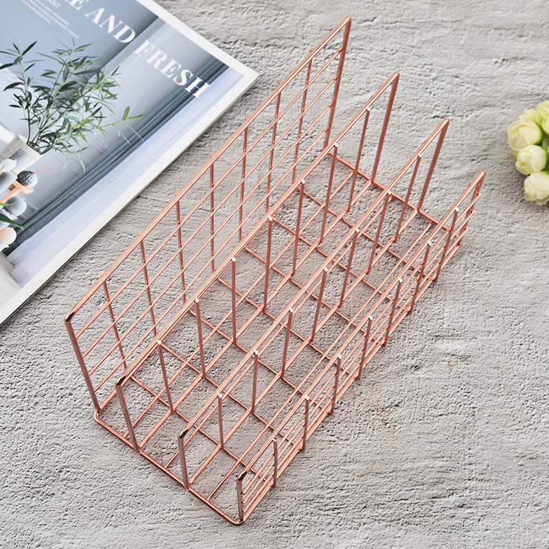 Unique design Magazine Rack wholesale portable floor gold plating metal magazine display rack used in store shop library 2023 VL-0161