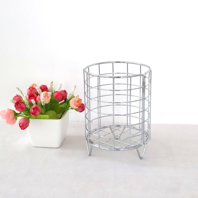 Wrought iron makeup brush desktop makeup organizer basket VL-0482