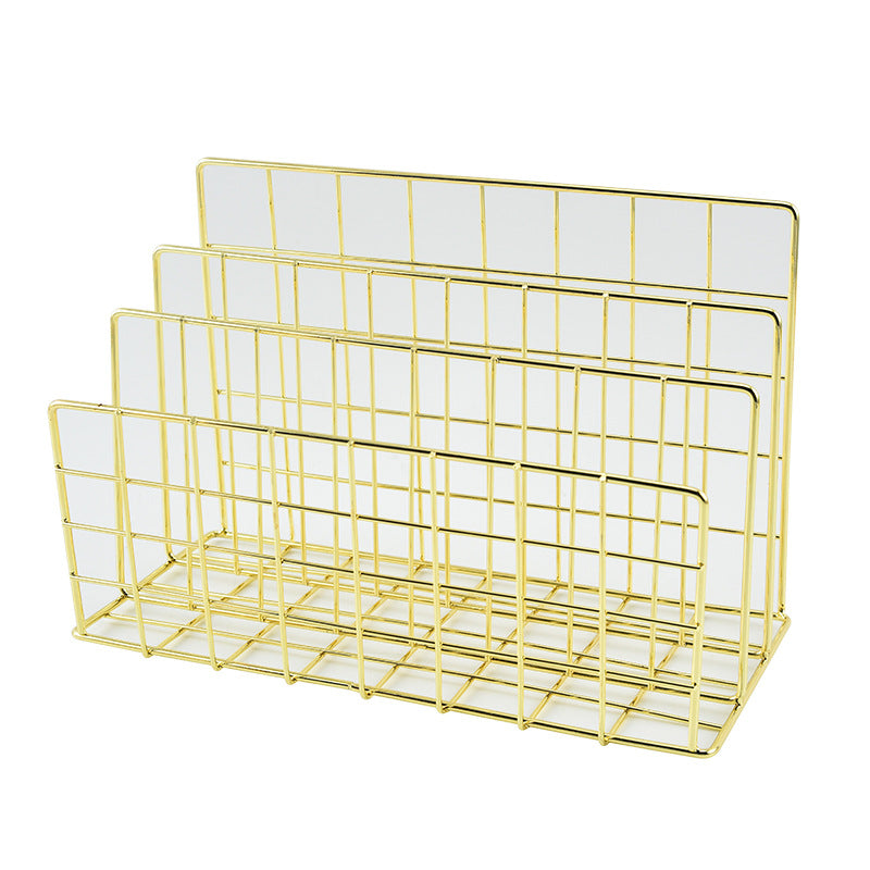 Unique design Magazine Rack wholesale portable floor gold plating metal magazine display rack used in store shop library 2023 VL-0161