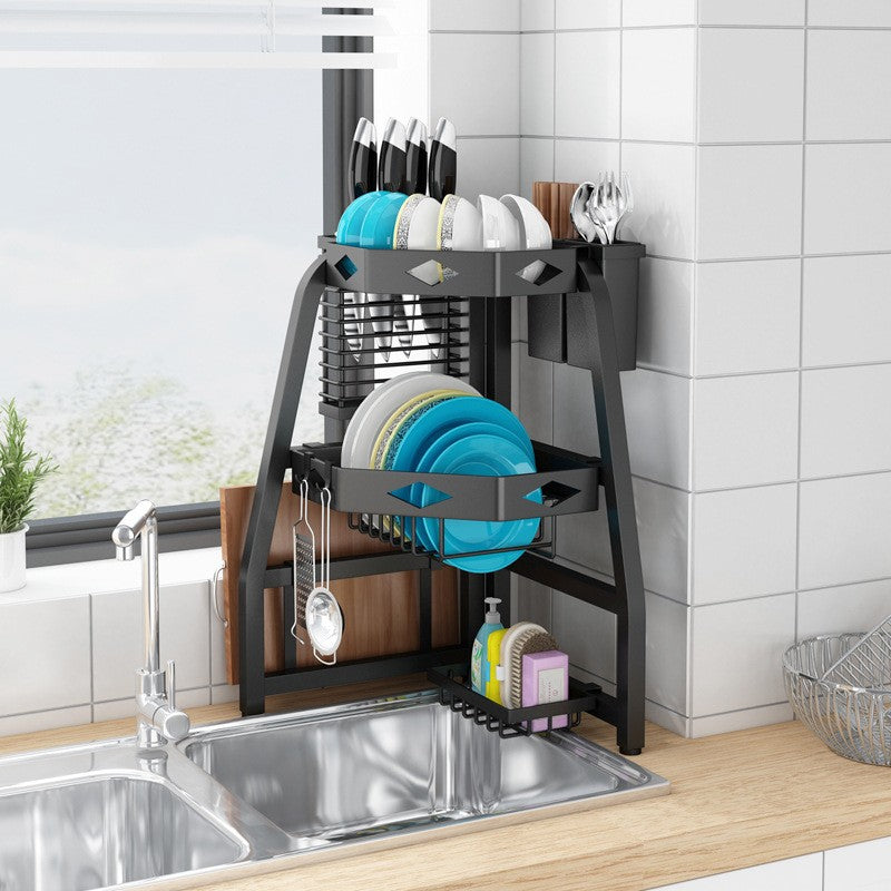 Triangle structure metal kitchen organizer over the sink dish drying rack-VL-0507