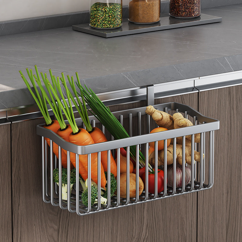 Stainless Steel Wall Mounted Fruit And Vegetable Kitchen Rack Storage Basket Drained Holder For Kitchen Bathroom VL-0490