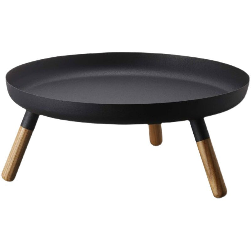 Home Use Storage Wooden Leg Table Coffee Table Metal Circular Table VL-0408