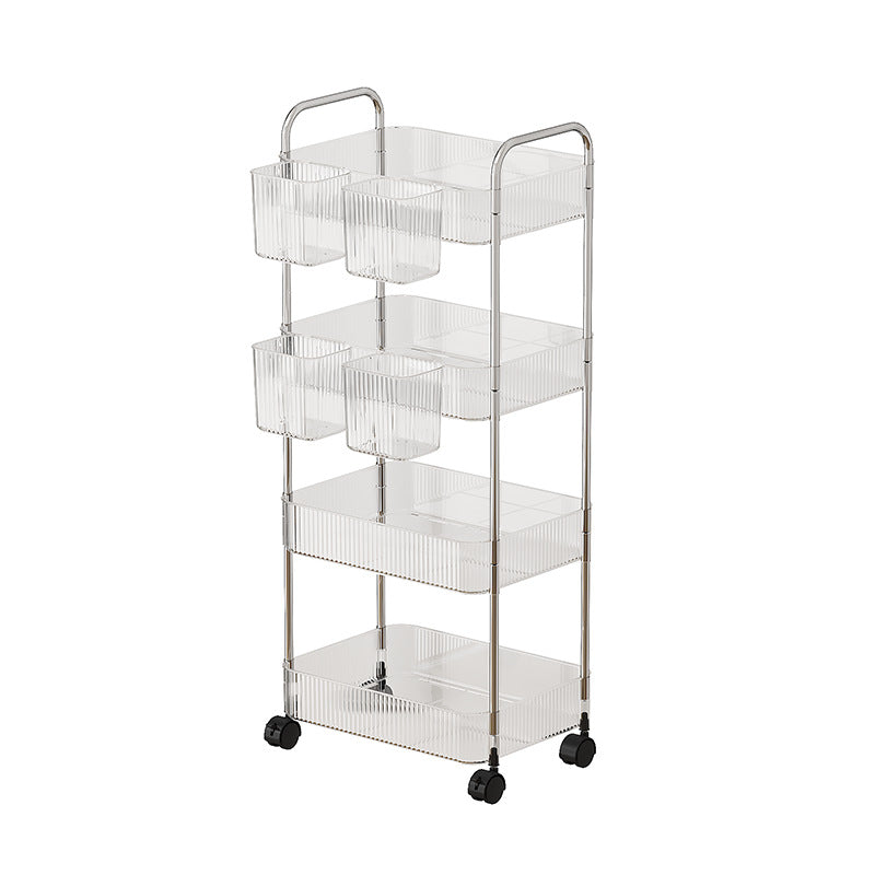 Light Luxury Toilet Storage Rack Floor Small Cart Shampoo Holder Bathroom Cosmetics Seam Storage Mobile Storage Shelf VL-0252