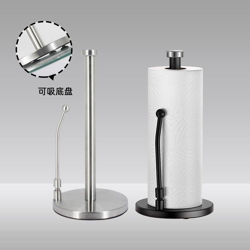 Matte Black Metal Tissue Paper Holder Stainless Steel Free Standing Silver Kitchen Paper Roll Holder Dispenser VL-0184