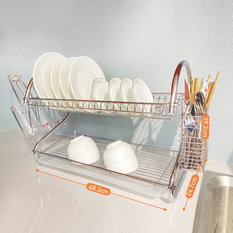 Large Capacity Multifunction Three Layers Kitchen Organizer Dish Drainer Plate Rack For Kitchen VL-0309