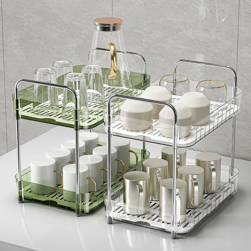 kitchen countertop organizer storage shelf drain tray mugs drying cup holder 2 tier dish rack VL-0233