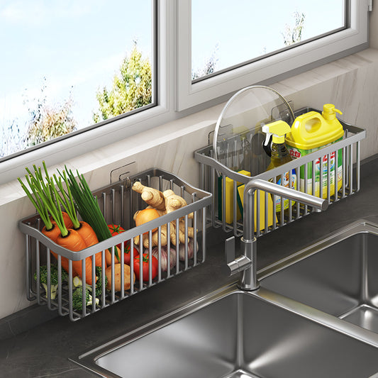 Stainless Steel Wall Mounted Fruit And Vegetable Kitchen Rack Storage Basket Drained Holder For Kitchen Bathroom VL-0490