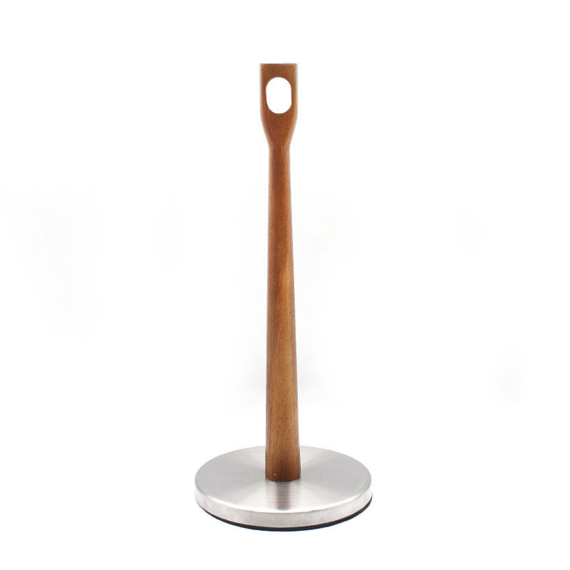 Tissue Stainless Steel Wooden Countertop Table Top Fancy Euro Paper Towel Holder for Kitchen VL-0177