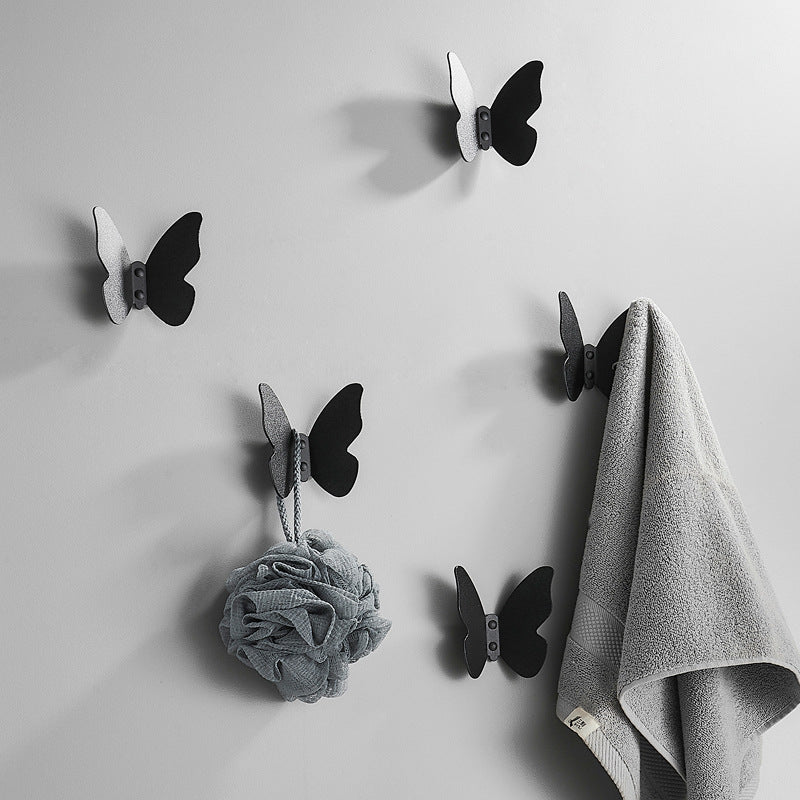 Nordic Creative Decorative Butterfly Hook Bedroom Door Space Aluminium Coat Clothes Wall Mount Black butterfly hook VL-0068