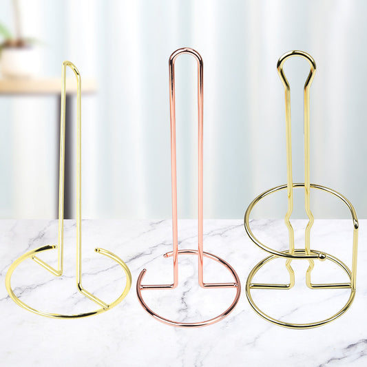 Nordic gold tissue holder cabinet tissue holder creative roll stand gold double circle iron paper holder VL-0160