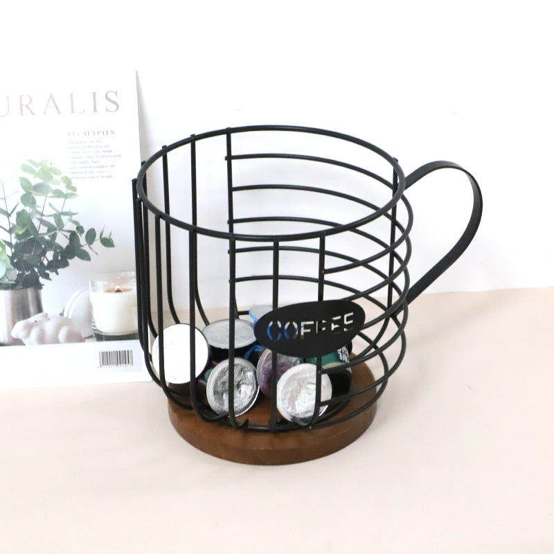 Coffee Cup Capsule Storage Basket Vintage Coffee Pod Storage Box Espresso Bean Holder VL-0471