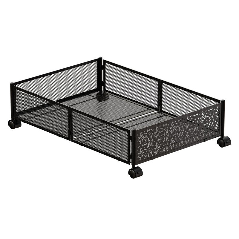 Foldable High Quality Black Metal Under Bed Storage Rolling Cart With Wheels VL-0412