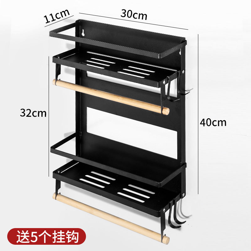 Best Good Sale Kitchen Rack with 2-Tier Magnetic Shelf-1 Paper Towel Roll Holders-4 Removable Hooks Magnetic Paper Towel Holder VL-0139