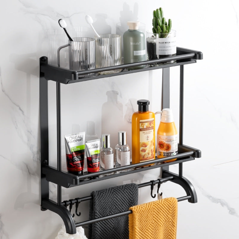 Hight Quality 50CM Bath Bar Hooks Black Shower Shelf Storage Towel Racks For Bathroom VL-0146