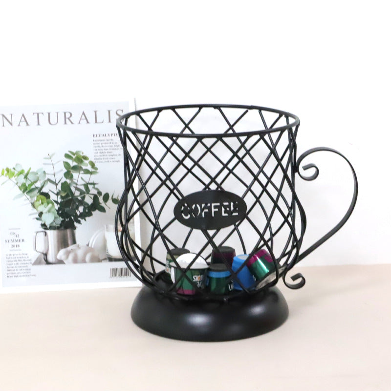 New Design Black Metal Wire Coffee Capsule Pod Holder Steel Coffee Filter Baskets with a Handle VL-0472